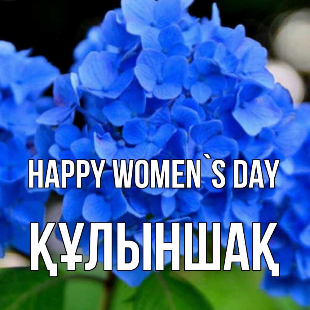 Greetings card с именем, ҚҰЛЫНШАҚ happy women`s day синие цветы Greetings with text for free download 